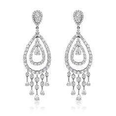 The Rain Diamond Earrings are a dazzling pair of statement chandelier earrings exhibiting all the movement and fun a rain drop encapsulates. Diamonds Shapes: Pear & RoundTotal Diamonds Weight: 15.01 ct Center Solitaires: Pear Shape 1.95 ct (4 pieces together)Diamonds Color: F - GDiamonds Clarity: VVS - VS Metal: 18K GoldMetal Wt: 36.19 gmsSetting: Prong Set Length: 3.25 Inches (8.25 cm) Price quoted may be negotiable. Please contact us for additional details or to view and discuss. Vvs Clarity Pear-shaped Diamond Earrings For Wedding, Pear-shaped Diamond Chandelier Earrings For Wedding, Pear-shaped Diamond Chandelier Earrings In White Gold, Luxury Pear-shaped Diamond White Chandelier Earrings, Luxury Pear-shaped Diamond Chandelier Earrings, Statement Chandeliers, Diamond Free, Soft Autumn, Pear Shaped