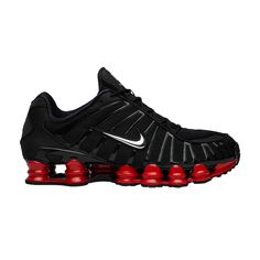 Find NIKE Skepta X Shox Tl on Editorialist. First worn by the UK rapper in his 'Bullet From a Gun' video, Skepta collaborated again with Nike on a special edition of the Shox TL in September 2019. The iconic sneaker takes on an edgy appearance in black synthetic textile with a full TPU cage, a mesh tongue and reflective Swooshes. With a molded plate in the heel for stability, a system of striking red columns and a modified Waffle rubber outsole promote cushioned durability below. Nike Training Sneakers With Rubber Sole, Nike Running Shoes For Streetwear, Streetwear Running Shoes With Rubber Sole, Dynamic Custom Sneakers With Rubber Sole For Sports, Dynamic Custom Sneakers For Sports With Rubber Sole, Nike Dynamic Training Sneakers, Dynamic Nike Training Sneakers, Dynamic Streetwear Sneakers, Nike Athletic Fit Sneakers For Streetwear