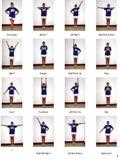 an image of a woman doing exercises for her body and arms in different poses on the same page