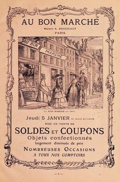 an old advertisement for a store called soldes coupons