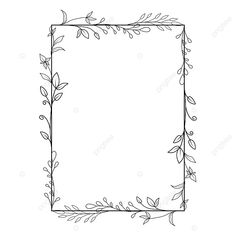 a square frame with leaves and vines on it, hand drawn in black ink against a white background