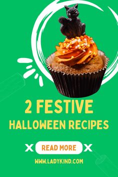 two festive halloween cupcakes are on display