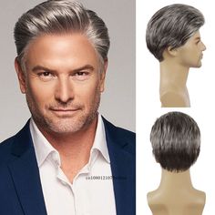 Short Wigs for Older Men Synthetic Grey Color Wig Toupees Natural Curly Wigs Daily Use Male Cosplay Natural Curly Wig, Cosplay Hair, Hair Color Shades, Male Cosplay, Hair Replacement, Costume Wigs, Short Wigs, Curly Wigs, Grey Shorts