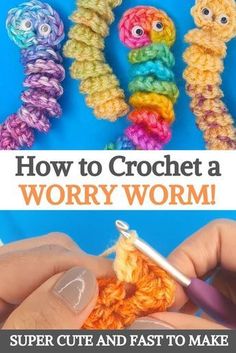 someone is crocheting the wormy worms out of yarn and knitting them together