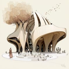 an artistic rendering of a building that looks like it has been designed to look like a tree