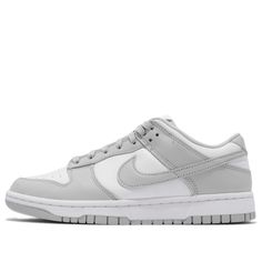 The way that this two-toned installment is arranged may spark memories of the “Photon Dust” Dunk Lows or the “Vast Grey” Dunk Highs that dropped earlier in the year, but it deviates with a slightly darker tone. The leather uppers are dominated by a “Grey Fog” hue which pours onto the overlays, Swooshes, laces and heightened heel panels while the tongues, toe boxes, quarters and collars contrast with a crisp white. SKU: DD1391-103 Release Date: 21 Sep 2021 Color: White/Grey Fog (SNKR/Retro/Skate/ Pretty Sneakers, Shoes For School, Back To School Shoes, Preppy Shoes, Pretty Shoes Sneakers, All Nike Shoes, Style Sportif, Cute Nike Shoes, Girly Shoes