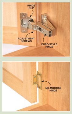 two pictures showing the different types of door handles and latches for doors with no morts or hinges