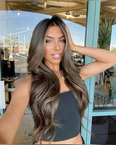 Brunette Hair Single Process, Balayage, Brown Ashy Hair Balayage, Dark Brown Hair With Blonde Extensions, Blended Money Piece Hair Brunette, Brown Hair For Hazel Eyes, Capuchino Hair Color, Brownie Batter Balayage, Black Hair With Chocolate Highlights