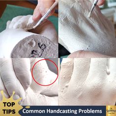 two pictures with the words common hand casting problems