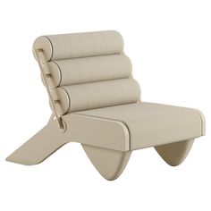 a white chair that is made out of leather and has four legs on one end