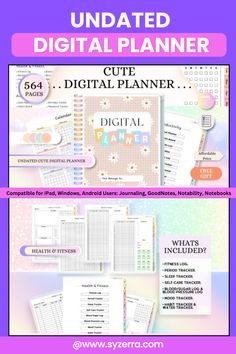 the ultimate printable planner bundle with text that reads,'updated digital planner '