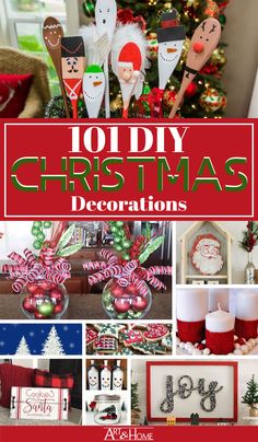 christmas decorations are featured in this collage with the words, 101 diy christmas decorations