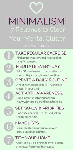 Minimalism: 7 Routines to Clear Your Mental Clutter Mental Clutter, Physical Environment, Simplifying Life, Live Simply, Minimalist Lifestyle, Simple Living, Self Improvement, Health Benefits, Self Help