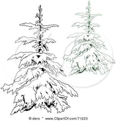 two pine trees with snow on them by leor9702 - royalty illustrations