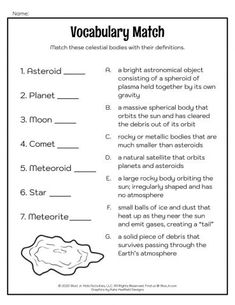 a worksheet with words and pictures to help students learn how to use them