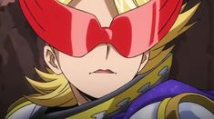 an anime character with red glasses and blonde hair