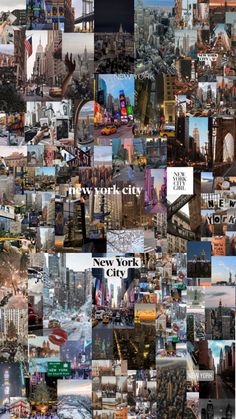 a collage of new york city pictures with the words new york city in all different languages