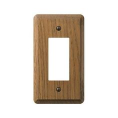 a wooden light switch plate on a white background