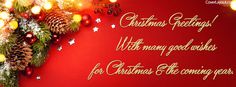 christmas greetings with merry good wishes for christmas and the coming year written in gold on a red background