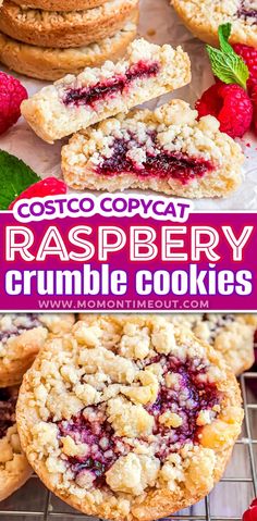 raspberry crumble cookies on a cooling rack