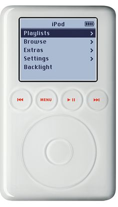 an mp3 player with buttons and menus on the front side is shown in white