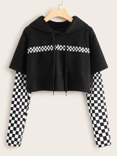 Future Punk, Stylish Hoodies, Crop Top Outfits, Causual Outfits, Tomboy Fashion, Kawaii Clothes, Girls Fashion Clothes, Drawstring Hoodie