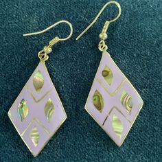 These Beautiful Earrings Have A Lavender Background With Abalone Inserts And Silver Accents. Made From Sterling Silver With Hypoallergenic Ear Posts. Never Worn. Silver Accents, Beautiful Earrings, Blue And Purple, Lavender, Jewelry Earrings, Women Jewelry, Drop Earrings, Sterling Silver, Purple