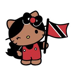 a cartoon cat holding a flag and wearing sunglasses