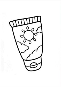 a black and white drawing of a tube of sunscreen