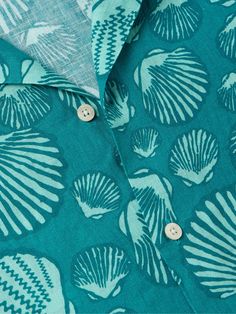 Frescobol Carioca's 'Roberto' shirt is perfect for laid-back days or more festive occasions. It's cut from breezy linen in a seashell print inspired by the label's Brazilian home. The short-sleeve camp-collar profile makes it a great choice for balmy weather and holidays. Tropical Printed Cotton Camp Shirt, Brazilian Home, Blue Tropical Cotton Camp Shirt, Collared Beach Camp Shirt With All-over Print, Nike Summer Shoes, Blue Collared Camp Shirt With All-over Print, Tropical Print Button-up Camp Shirt, Seashell Print, Tom Ford Bag