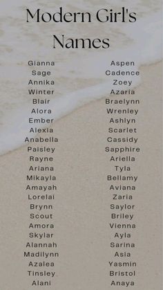 the names of modern girls'names on a beach