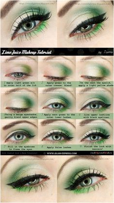 Enchanted Forest Makeup, Green Makeup Tutorial, Makeup Neon, Eyes Makeup Tutorial, Green Eye Makeup, Green Eyeshadow Look, Makeup Steps, Makeup Pictorial, Makeup Tutorial Foundation