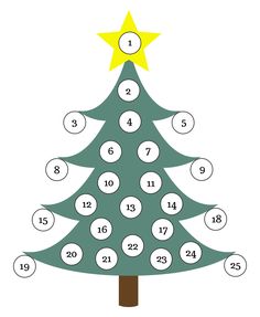 a christmas tree with numbers on it