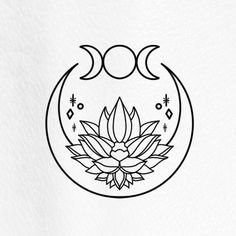 the moon and lotus symbol in black on white paper