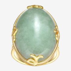 This eye-catching cocktail ring features a mined green jade oval stone set in 18K gold-over-silver. The ring's bold design is perfect for adding a touch of color and elegance to any outfit. A standout piece in your jewelry collection.Ring Style: Cocktail RingsFeatures: Nickel Free, Quick ShipSetting: InlayShape: OvalStone Cut: FancyStone Millimeter Measurement: 30 Mm Length, 20 Mm WidthMetal Color: YellowRing Gallery Height: 9mmRing Top Width: 22.2mmBand Width: 2.5mmCare: Wipe CleanStone Type: 1 Antique Tiffany, Sage Green Wedding, Tiffany Glass, Mint Gold, Ring Style, Oval Stone, Green Jade, Pinterest Board, Jade Green