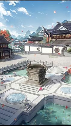 Villa Minecraft, Chinese House, Ancient Chinese Architecture, Asian Landscape, Anime Places, Asian Architecture, Japon Illustration