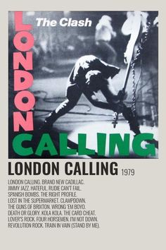 the clash poster for london calling in 1971, featuring an image of a man holding a tennis racquet