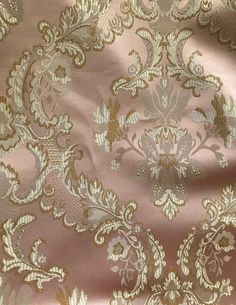 Tablecloth Curtains, Rococo Fashion, Floral Damask, Gold Aesthetic, Holiday Fabric, Rococo Style, Antique Pink, Fabric Sale