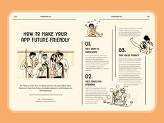 an open book with illustrations on the page and text that reads how to make your app future - friendly