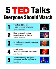 the five ted talks you need to watch on tv in 5 minutes or less - infograph