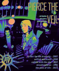 the poster for pierce the veil's upcoming album, featuring two men in neon colors