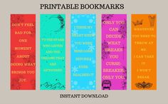 three bookmarks with the words printable on them