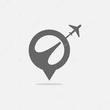 an airplane flying over the top of a map pointer with a pin in it's center