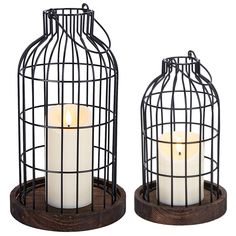 PRICES MAY VARY. 【Modern Farmhouse Decor Set】This vintage wire cloche candle holder set includes one small candle holder, one large candle holder, one small electric candle and one large electric candle (AAA batteries, not included). The vintage wooden base easily creates a romantic atmosphere. 【Multi-Functional Decoration】This decorative lantern candle holder with wooden base and birdcage design provides you with multiple decoration options. In addition to pairing with the included pillar candl Farmhouse Lantern Decor, Mantle Fireplace, Lanterns Fireplace, Farmhouse Lantern, Living Room Dining Table, Lantern Decor, Electronic Candles, Small Candle Holders, Lantern Candle Decor