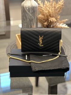 Saint Laurent Ysl Grain De Poured Envelope Wallet On Chain Gold Woc Ysl Purse, Envelope Wallet, Luxury Purses, Wallet On Chain, Life Vision, 2025 Vision, Chain Gold, Cute Everyday Outfits, Everyday Outfits