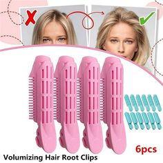 6Pcs Volumizing Hair Root Clip, ABS Plastic, Durable, Easy to Use, Natural Fluffy Hair Styling Tool (Pink or Blue) - Walmart.com Hair Roller Clips, Volumizing Hair, Origami Cards, Hair Roller, Cat Snacks, Hair Roots, Rhinestone Hair Pin, Grow Hair Faster, Voluminous Hair