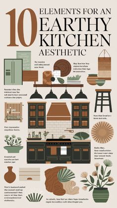 10 Elements for an Earthy Kitchen Aesthetic Earthy Interior Design Kitchen, Earthy Kitchen Backsplash Ideas, Earthy Minimalist Kitchen, Earthy Farmhouse Kitchen, Dark Earthy Kitchen, Earthy Kitchen Colors, Earthy Kitchen Aesthetic, Earthy Tones Kitchen