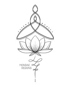 a drawing of a lotus flower with the words monday designs on it