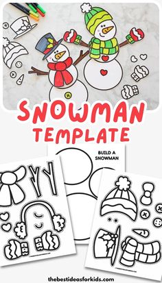 snowman templates for kids to color and print with the words, build a snowman