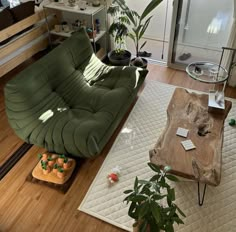 a living room filled with furniture and plants